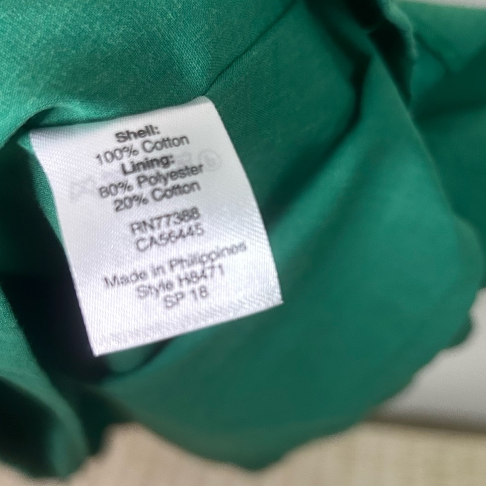 Jcrew green scalloped hem Vneck 3/4 length sleeve dress size 4 - Picture 6 of 8